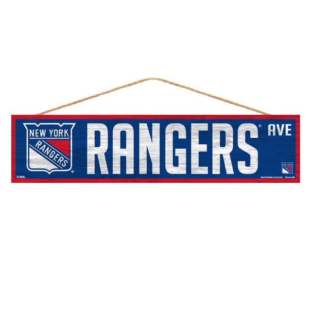 Letrero de los New York Rangers de 4 x 17 pulgadas con diseño de Wood Avenue