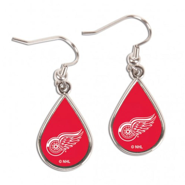 Pendientes de los Detroit Red Wings con forma de lágrima