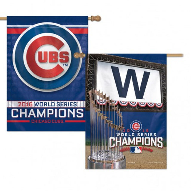 Banner de los Chicago Cubs de 28 x 40, vertical, de 2 lados, diseño de los campeones de la Serie Mundial 2016