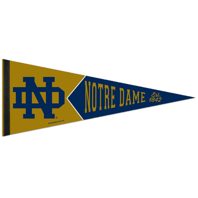 Banderín de Notre Dame Fighting Irish de 12 x 30 pulgadas, estilo premium, para bóveda universitaria