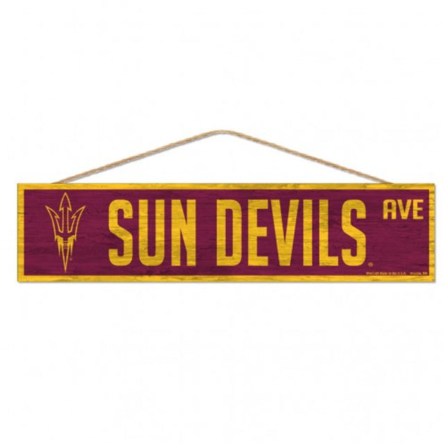 Letrero de los Arizona State Sun Devils de 4 x 17 pulgadas con diseño de Wood Avenue