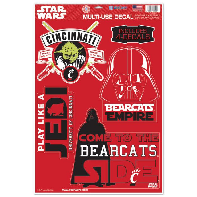 Cincinnati Bearcats / Star Wars YODA &amp; VADER Multi-Use Decal 11" x 17"