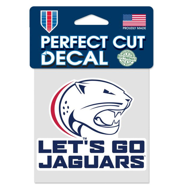 Calcomanía de color de corte perfecto con el lema de los South Alabama Jaguars de 4" x 4"