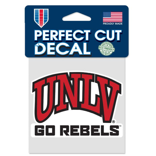 Calcomanía de color de corte perfecto con el lema de UNLV Rebels de 4" x 4"