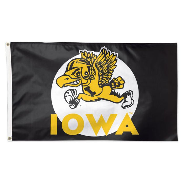 Bandera clásica de fútbol americano universitario de Iowa Hawkeyes / Vintage - Deluxe 3' X 5'