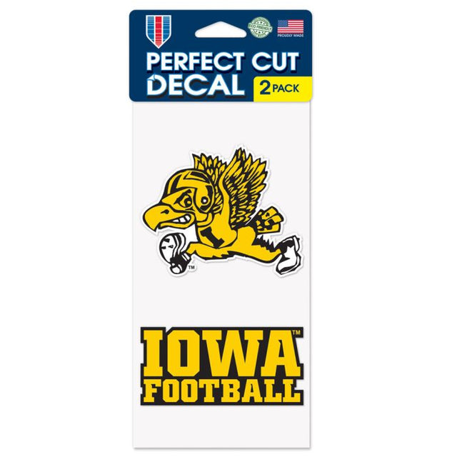 Iowa Hawkeyes / Vintage Collegiate IOWA FOOTBALL VINTAGE Juego de calcomanías de corte perfecto de dos de 4" x 4"