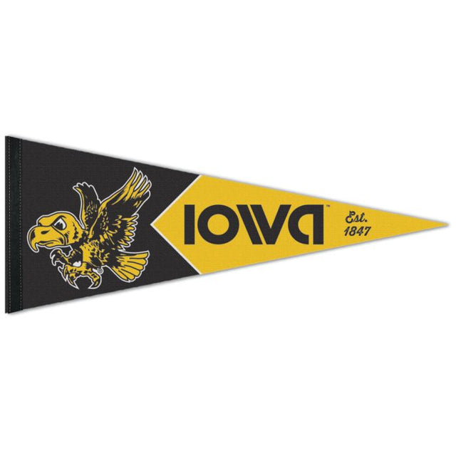 Iowa Hawkeyes / Vintage Collegiate IOWA ESTABLISHED 1847 Banderín premium 12" x 30"