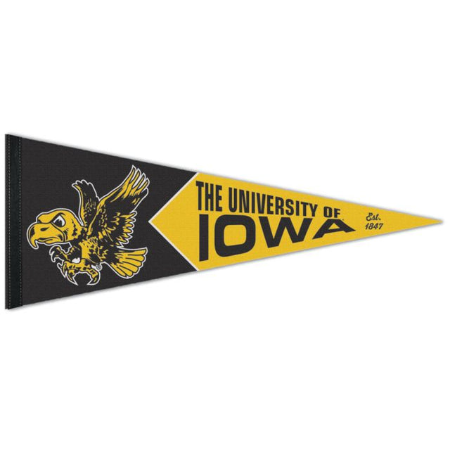 Iowa Hawkeyes / Vintage Collegiate UNIVERSIDAD DE IOWA EST 1847 Banderín premium 12" x 30"