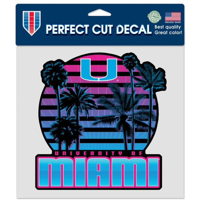 Miami Hurricanes UNIVERSITY OF MIAMI PALM TREES Perfect Cut Color Decal 8" x 8"