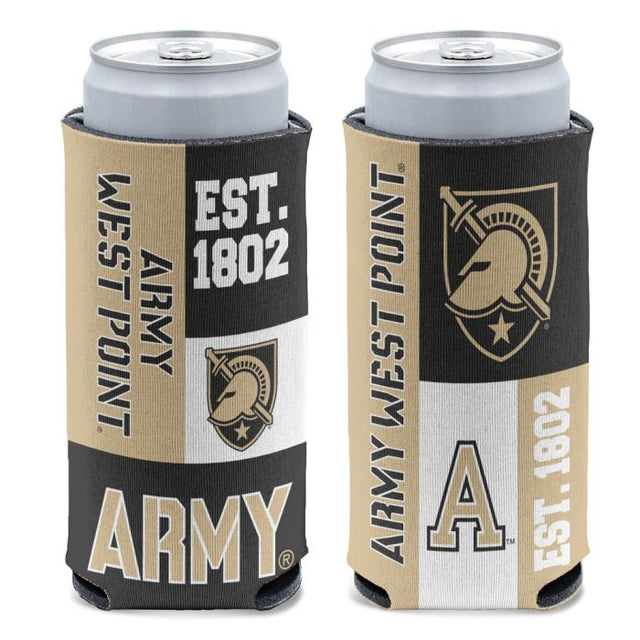 Enfriador de latas delgado de 12 oz con bloques de colores de Army Black Knights