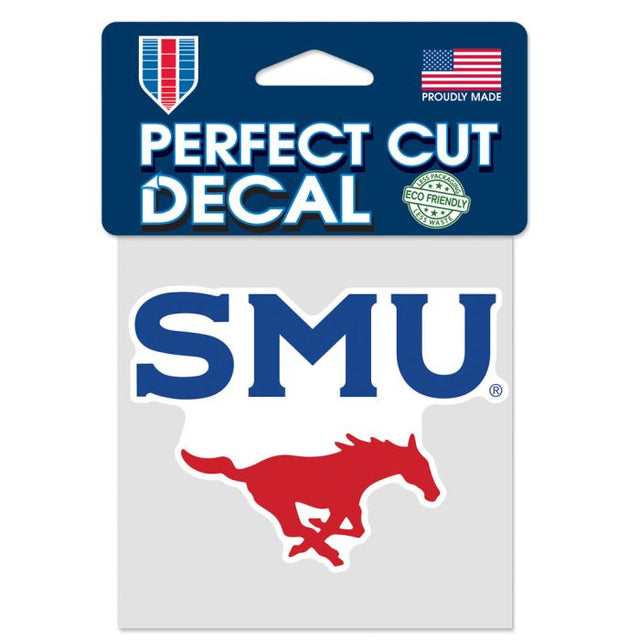 Calcomanía de color de corte perfecto de Mustangs de Southern Methodist de 4" x 4"