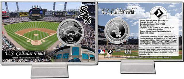 Tarjeta con moneda plateada del US Cellular Field de los Chicago White Sox