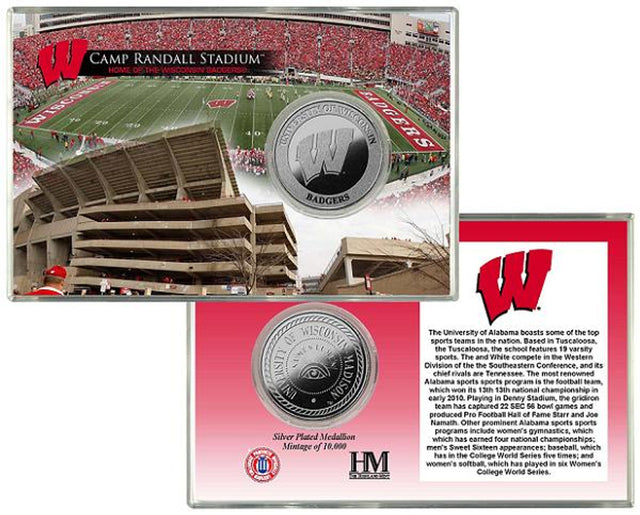 Tarjeta de moneda de plata de Wisconsin Badgers - Estadio