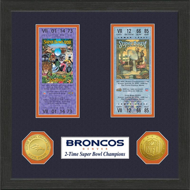 Placa de colección de entradas para el Super Bowl de los Denver Broncos