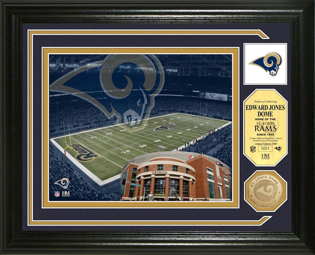 Moneda única de la casa de moneda con foto del estadio de los St. Louis Rams