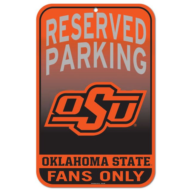 Letrero de plástico de estacionamiento reservado de los Oklahoma State Cowboys, 11" x 17"