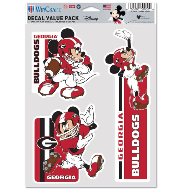 Paquete de 3 ventiladores multiusos de fútbol americano de Mickey Mouse de Georgia Bulldogs/Disney