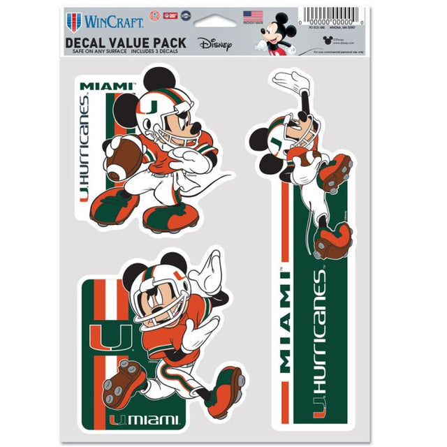 Miami Hurricanes / Disney MICKEY MOUSE FOOTBALL Multi Use 3 Fan Pack