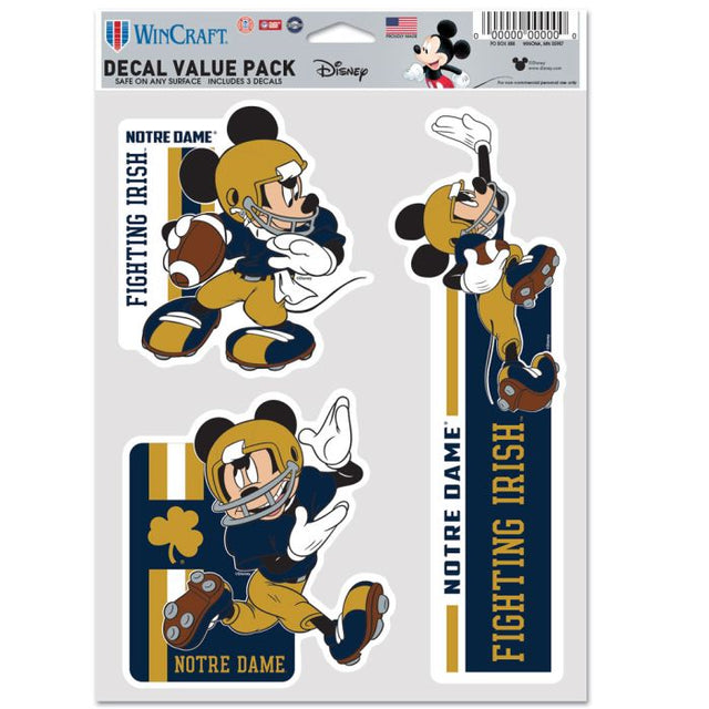 Paquete de 3 ventiladores multiusos de fútbol de Mickey Mouse de Notre Dame Fighting Irish/Disney