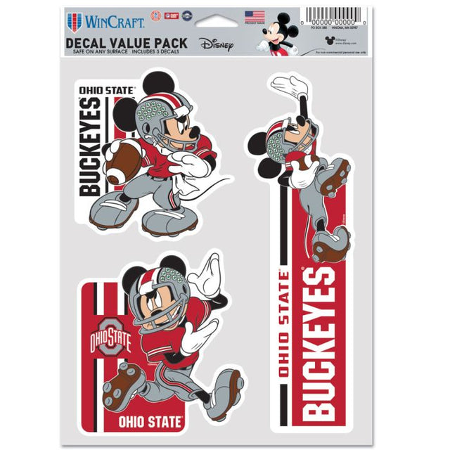 Paquete de 3 ventiladores multiusos de fútbol americano de Mickey Mouse de Ohio State Buckeyes/Disney