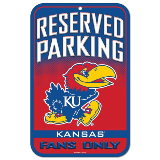 Letrero de plástico de estacionamiento reservado de los Kansas Jayhawks, 11" x 17"