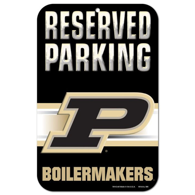 Letrero de plástico de estacionamiento reservado de Purdue Boilermakers de 11" x 17"