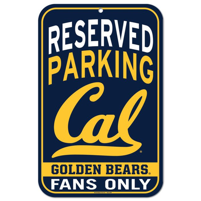 Letrero de plástico de estacionamiento reservado de California Golden Bears de 11" x 17"