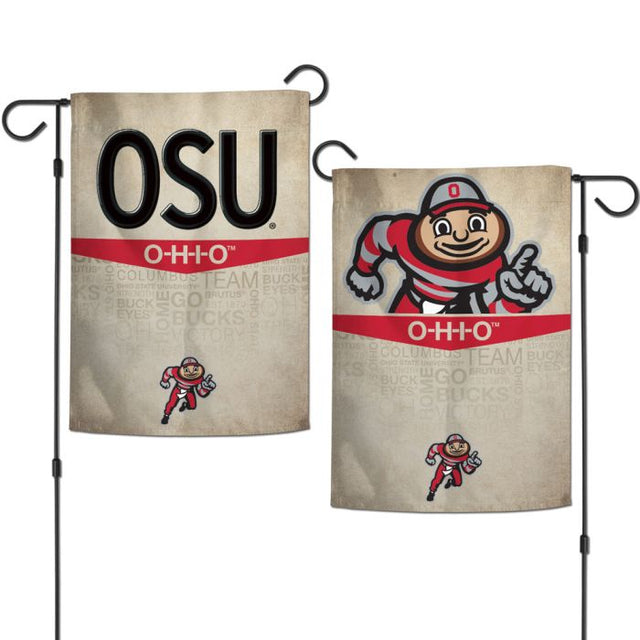 Banderas de jardín con la mascota de Ohio State Buckeyes, de 2 lados, 12,5" x 18"