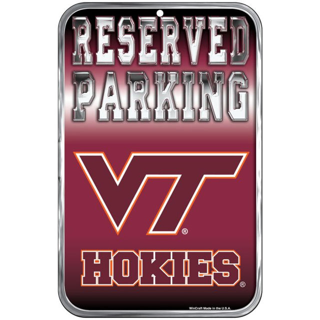 Letrero de plástico de estacionamiento reservado de Virginia Tech Hokies de 11" x 17"