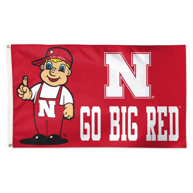 Bandera de mascota de los Nebraska Cornhuskers: Deluxe, 3 x 5 pies