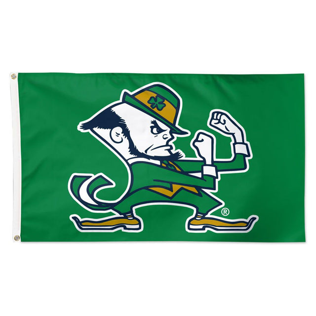 Bandera de Notre Dame Fighting Irish de 3 x 5 pulgadas, estilo de lujo, diseño de duende verde