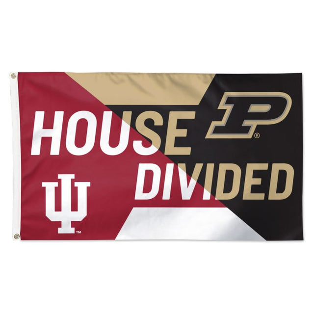 Bandera de la casa dividida entre los Indiana Hoosiers y los Purdue Boilermakers: rivalidad de lujo de 3 x 5 pies