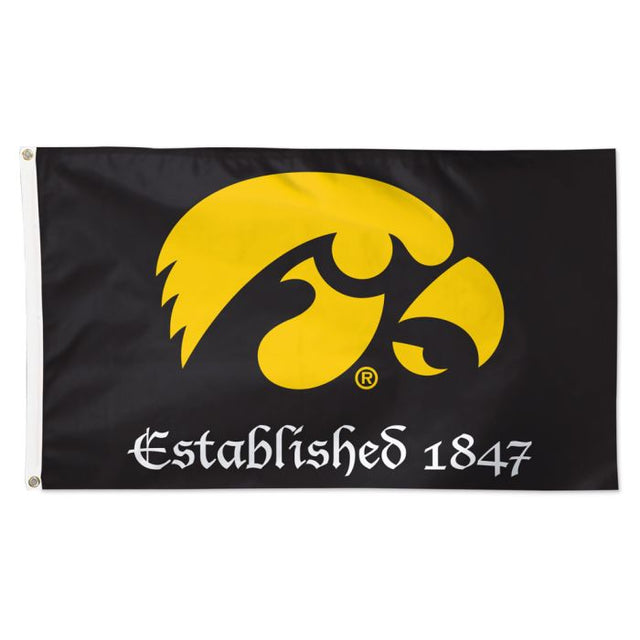 Bandera de Iowa Hawkeyes, fundada en 1847, de lujo, 3 x 5 pies