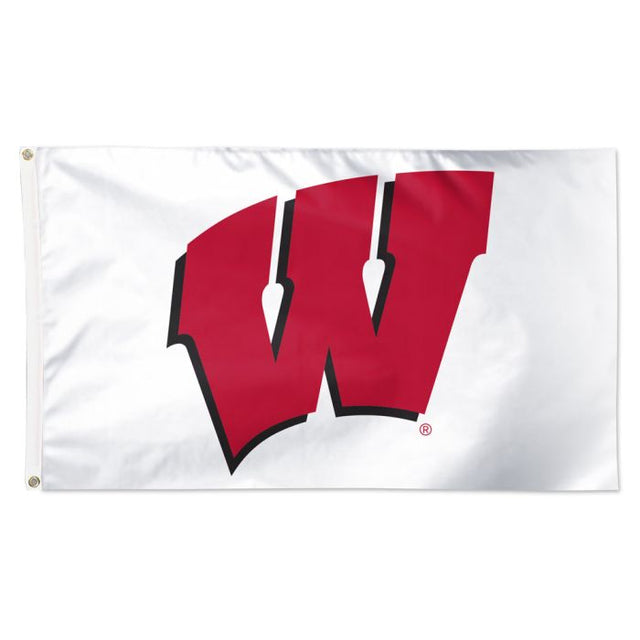 Bandera de los Wisconsin Badgers con fondo blanco, de lujo, 3 pies x 5 pies