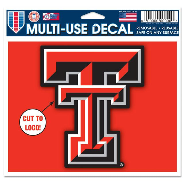 Calcomanía multiusos de los Texas Tech Red Raiders (recortada según el logotipo, 5" x 6")