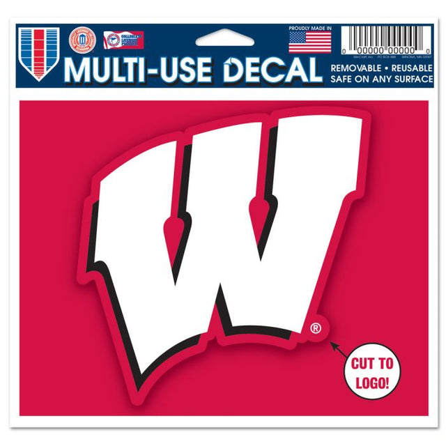 Calcomanía multiusos de Wisconsin Badgers: cortada con el logotipo de 5" x 6"