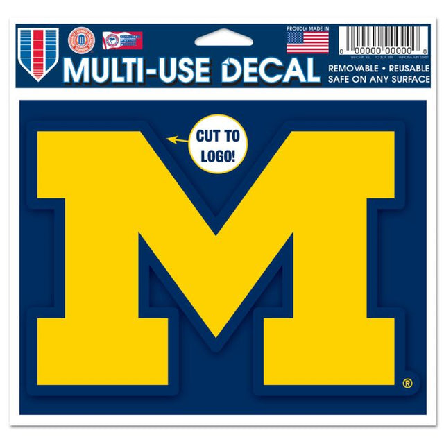 Calcomanía multiusos de los Wolverines de Michigan: cortada según el logotipo, 5" x 6"