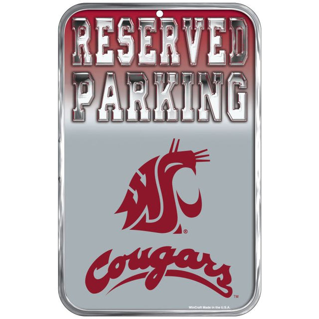 Letrero de plástico de estacionamiento reservado de Washington State Cougars de 11" x 17"