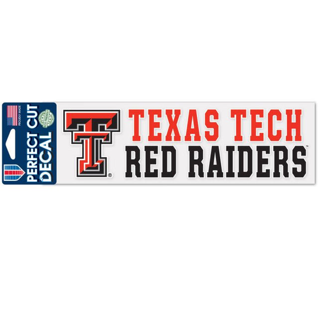 Calcomanías de corte perfecto con diseño apilado de los Texas Tech Red Raiders de 3" x 10"