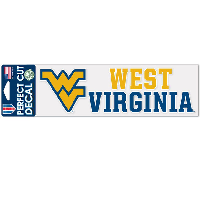 Calcomanía de los West Virginia Mountaineers, 3 x 10, corte perfecto, marca denominativa, color