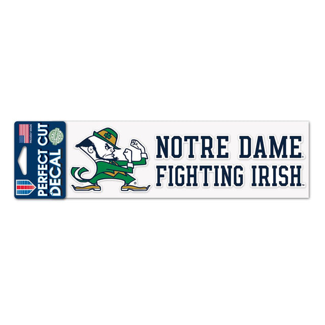 Calcomanía de Notre Dame Fighting Irish de 3 x 10 pulgadas con corte perfecto y marca denominativa en color