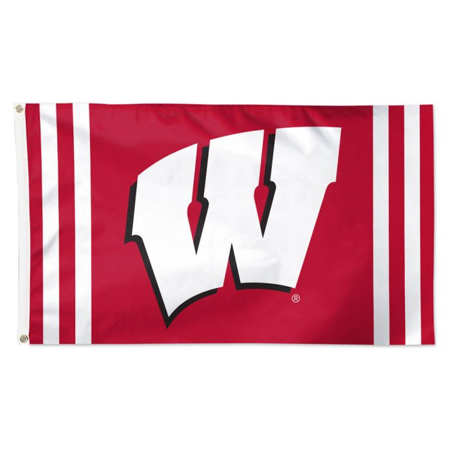 Bandera de los Wisconsin Badgers con rayas verticales: Deluxe, 3' x 5'