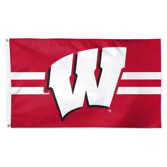 Bandera de los Wisconsin Badgers con rayas horizontales: Deluxe, 3' x 5'