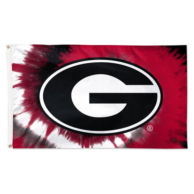 Bandera teñida anudada de los Georgia Bulldogs - Deluxe 3' X 5'