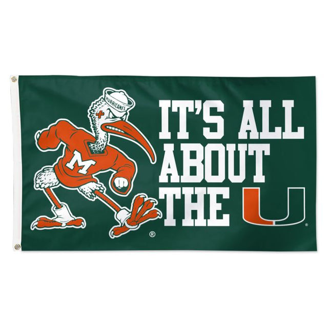 Bandera de la mascota de los Miami Hurricanes: Deluxe, 3' X 5'