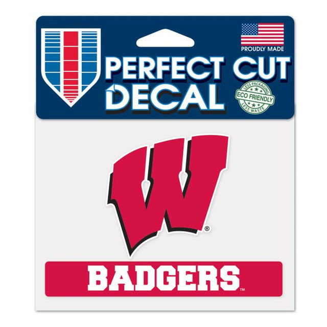 Calcomanía de color de corte perfecto de los Wisconsin Badgers Badgers de 4,5" x 5,75"