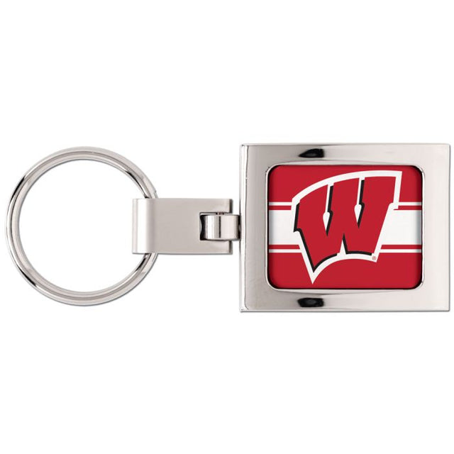 Llavero abovedado premium de Wisconsin Badgers