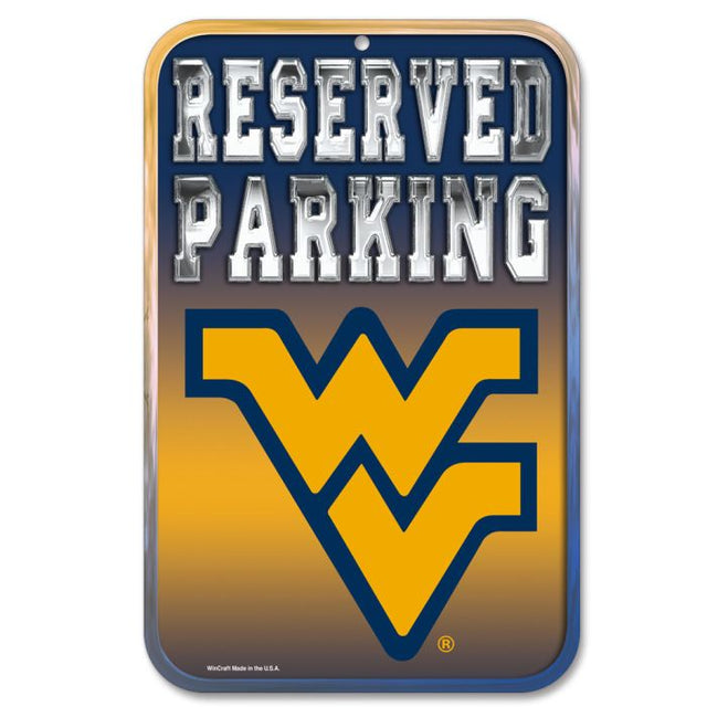 Letrero de plástico de estacionamiento reservado de West Virginia Mountaineers de 11" x 17"