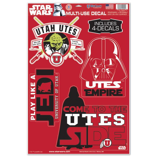 Utah Utes / Star Wars DARTH VADER &amp; YODA Multi-Use Decal 11" x 17"