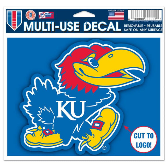 Calcomanía multiusos de los Kansas Jayhawks: cortada con el logotipo de 5" x 6"